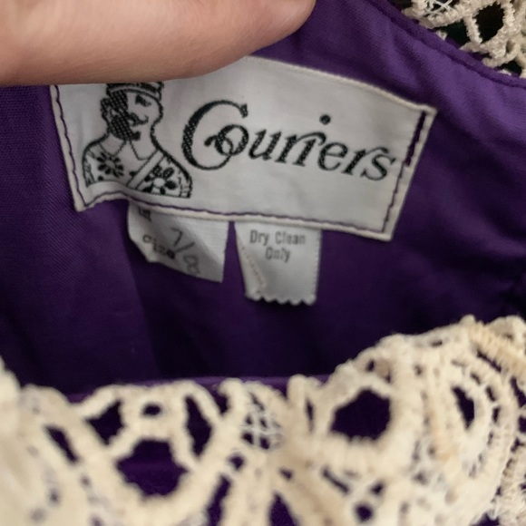 Vintage Couriers purple velvet peasant dress size 7/8 - Picture 2 of 6